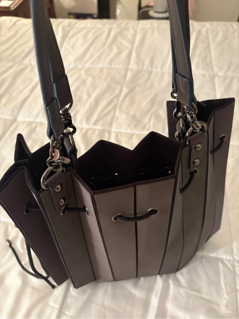 Vintage Y2K Purple Reflective Bucket Bag